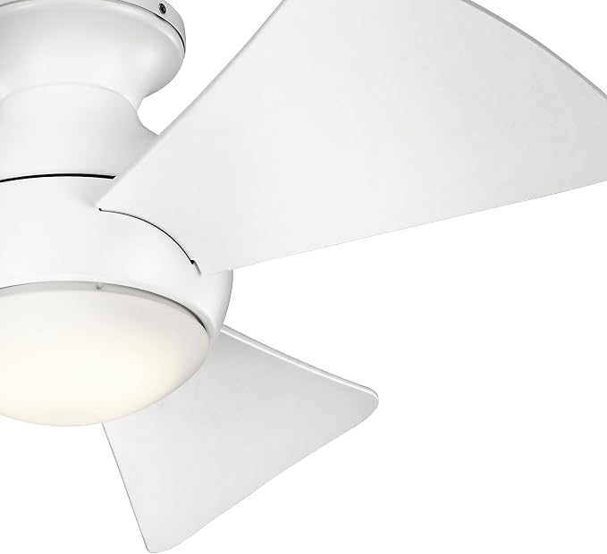 Kichler 330150MWH 34 Inch Sola Ceiling Fan LED, 3 Speed Wall Control Full Function, Matte White Finish with Matte White Blades