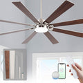 72 Inch Large Smart Ceiling Fan with Light and Alexa/APP(via WiFi),Brushed Nickel Indoor Outdoor Ceiling with Remote for Bedroom Patio,6 Speed,Quiet DC Motor,3CCT,8 Wooden Blades
