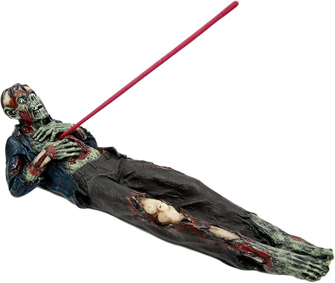 Ebros Gift Zombie Apocalypse Walking Death Undead with Impaled Ripped Chest Incense Stick Burner Holder Figurine 9.5" Long Ossuary Macabre Underworld Themed Aromatherapy Accent Sculpture