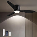 LUDOMIDE Ceiling Fans with Lights,42 Inch Low Profile Ceiling Fan with Wall Control and Remote Control,Dimmable,Flush Mount Ceiling Fan with Noiseless DC Reversible Motor for Bedroom Indoor Use