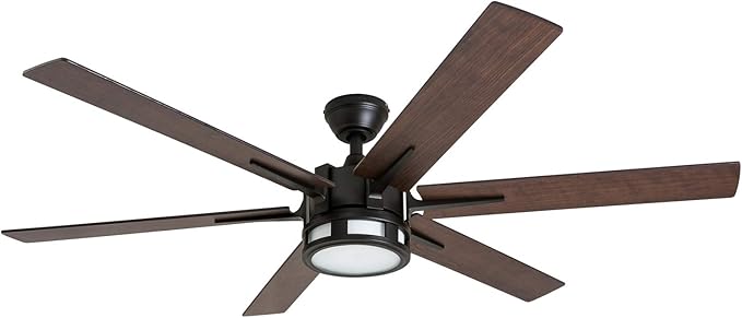 Honeywell Ceiling Fans Kaliza Modern 56 Inch Ceiling Fan with Light, Remote Control Fan, LED Indoor Fan with 6 Blades, Gray Oak and Light Oak Blade Finish Options, Bronze (51036-01)