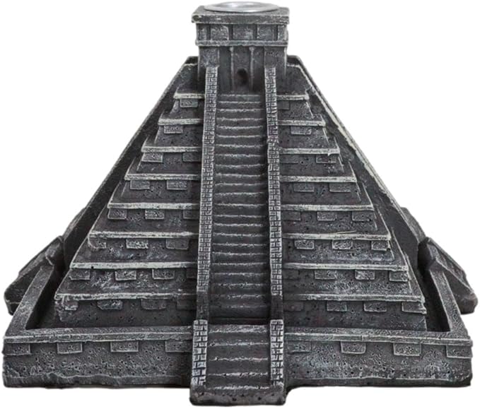 Ebros Gift Temple of Kukulcan Mesoamerican Aztec Step Pyramid Of The Sun And Moon Decorative Backflow Incense Cone Burner Holder Figurine