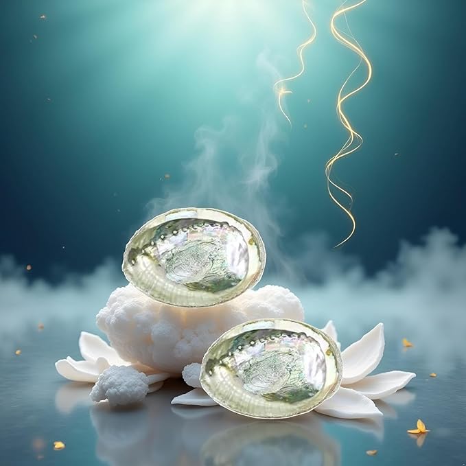2pcs Colorful Fashionable Large Abalone Shell Bowl, 4-4.5 Inch Exquisite Natural Sea Shell Smudge Bowl for Sage Burning and Incense for Decor, Display and Great Gift, Incense Holders, Decorations