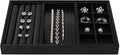 Oirlv Leather Multi-Function Jewelry Tray Black | Versatile Compartments for Rings/Earrings/Bracelets, Stackable Design