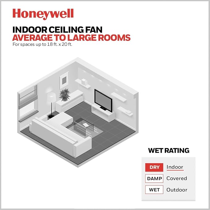 Honeywell Ceiling Fans Ventnor, 52 Inch Modern Farmhouse Indoor LED Ceiling Fan with Light, Pull Chain, Three Mounting Options, Dual Finish Blades, Reversible Motor - 50606-01 (Brushed Nickel)