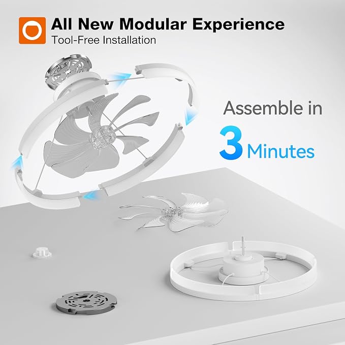 addlon Ceiling Fans with Lights and Remote, 20'' Low Profile Ceiling Fans, 3000-6000K Dimmable Modern Flush Mount LED Fan Light, Fandelier Ceiling Fan for Bedroom, Kitchen, Living Room