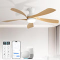 Sofucor Smart 52'' Low Profile Ceiling Fan with Lights and Remote, Flush Mount Ceiling Fan Work with APP/Alexa/Google for Modern Bedroom Living Room Patio, Dimmable LED Quiet Reversible DC Motor