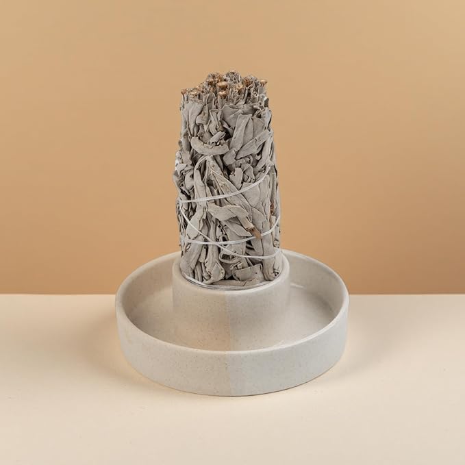 Sage Holder, Sage Burner, Smudge Bowl, Palo Santo Holder, Incense Holder, Incense Holder Bundle, Sage Holder for White Sage Bundle and Palo Santo (Sage Not Included) (White)