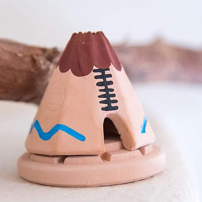 Incienso de Santa Fe - Teepee Natural Wood Incense Burner, Includes 20 Piñon Incense Bricks - Made in The USA