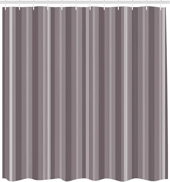 Ambesonne Stripes Shower Curtain, Abstract Ocean Inspired Palette Lines Geometrical Image Illustration, Cloth Fabric Bathroom Decor Set with Hooks, 75" Long, Taupe