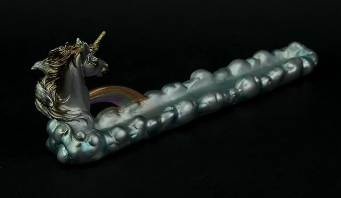 Fantasy Gifts Unicorn Boat Incense Burner – 12 Inch Multicolor Hand-Painted Cold Cast Resin Unicorn Boat Incense Holder for Whimsical Home Décor & Fantasy Collectors