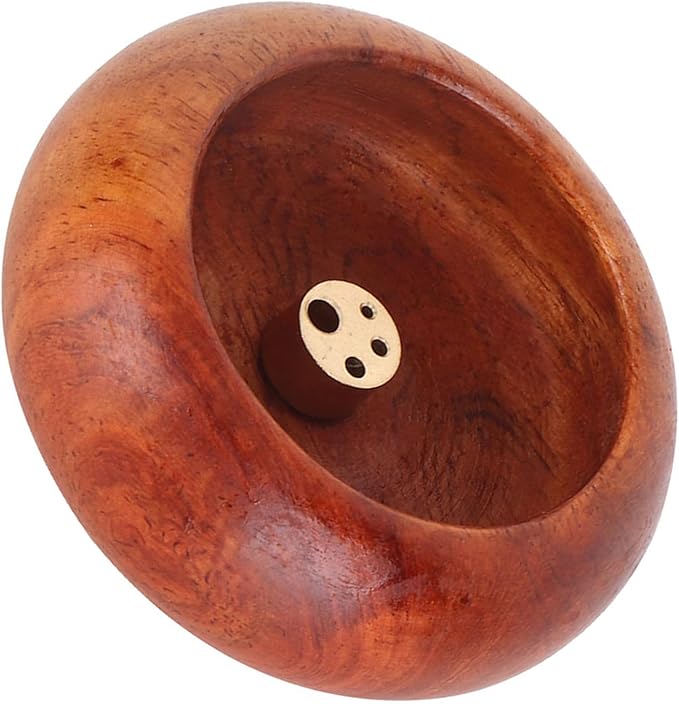 Mini Incense Holder, 6cm Wooden Round Incense Stick Holder Bowl Ash Catcher(Rosewood)