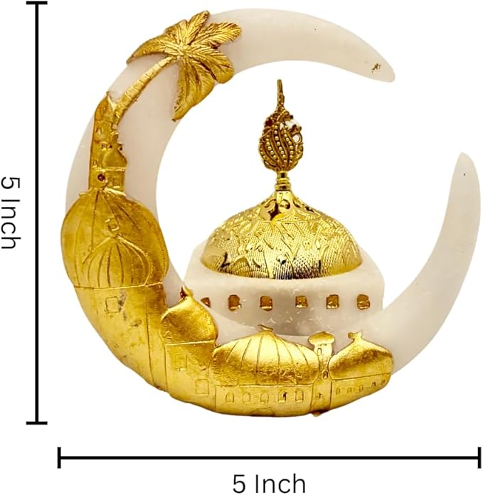 Premium Bakhoor Burner Gold/White – Elegant Decorative Incense Holder for Home & Ramadan Use (Hilal Gold)