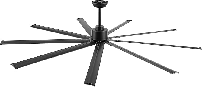 WINGBO Black Industrial Ceiling Fan No Light 96", 9 Aluminum Blades, 6 Speed Remote Control, Reversible DC Motor, for Home and Commercial Use, Living Room/Shop/Warehouse