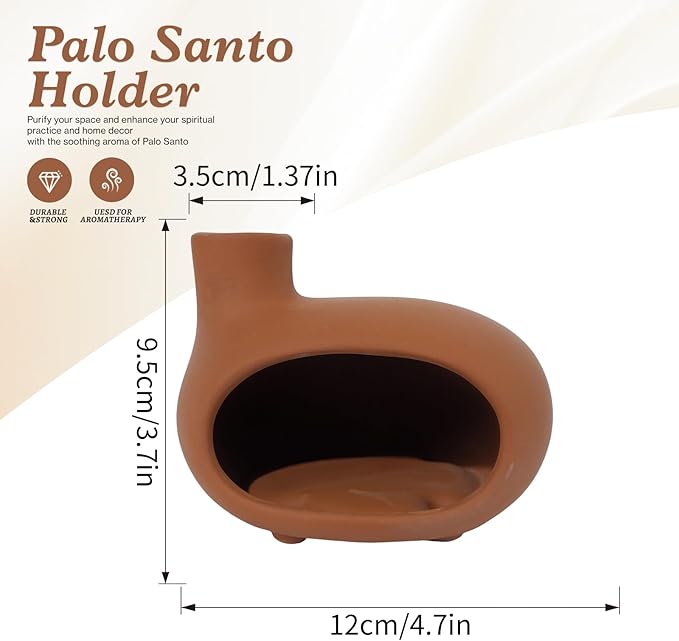 MOUGIGI Handmade Terracotta Orange-red Palo Santo Holder - Mini Chiminea Incense Burner Chimney for Palo Santo Sticks, Sage & Cones - Smudge Bowl for Energy Cleansing,Meditation & Aromatherapy Gifts