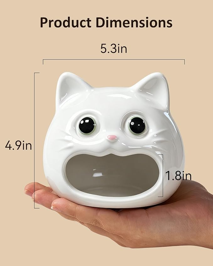 Cute Palo Santo Holder, Cat-Shape Ceramic Palo Santo Burner with Heat-Resistant Mat for Meditation and Energy Cleansing, Smudge Bowl for Wood Sticks, Sage and Incense Cones, Home Decor Gift