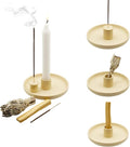 4 in 1 Incense Burner Holder - Multi-Purpose Ceramic Incense Stick Holder, Palo Santo Holder for Clean Burning, Sage Meditation Burner Set, Candle Holder for Aromatherapy (Matte Beige)