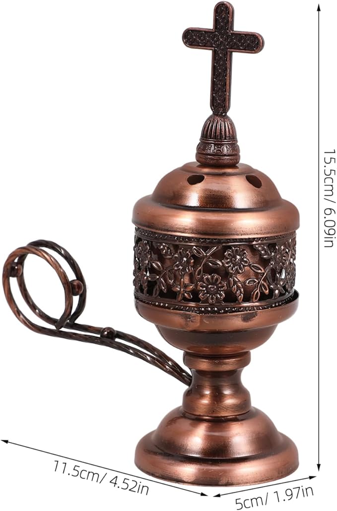 Cabilock Metal Incense Burner Charcoal Holder 6.1 Inch Gold Aromatherapy Censer for Home Yoga Spa Relaxation and Decorative Use