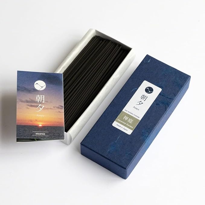 Asayu Japan Low Smoke Incense Gift Set with Incense Holder and Brass Stand, Japanese Garden Incense Sticks with Zen Holder