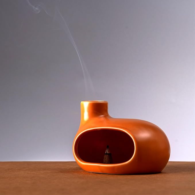 MOUGIGI Ceramic Palo Santo Holder - Handcrafted Ash Catcher for Palo Santo Sticks and Sage - Unique Design for Meditation and Home Décor - Incense Burner