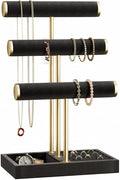 Jewelry Organizer Stand Display, 3 Tier Velvet Bracelet Holder, Black | Jewelry Organizers and Storage | Jewelry Tree | Jewelry Towers for Necklaces, Bracelets, Earrings, Rings