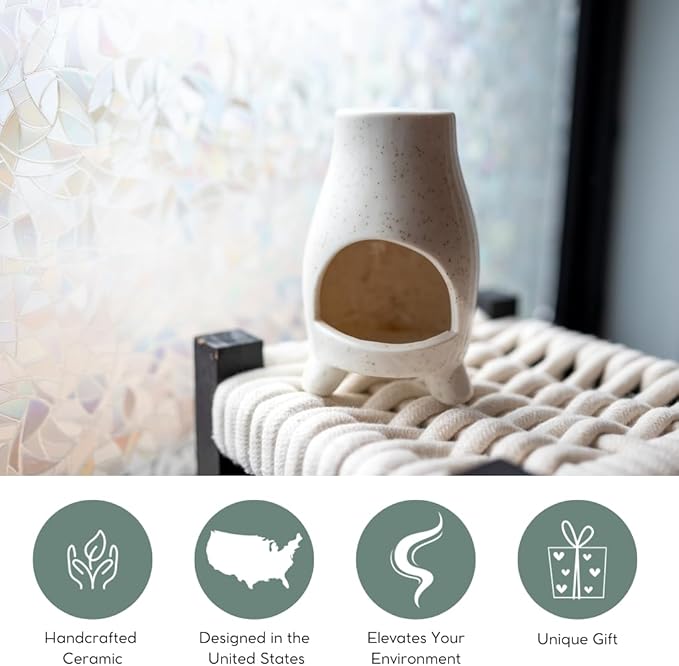Mini-Chiminea Palo Santo Holder, Handcrafted Ceramic Incense Holder Burner and Ash Catcher for Palo Santo Sticks or Incense, Unique Home Decor (White)