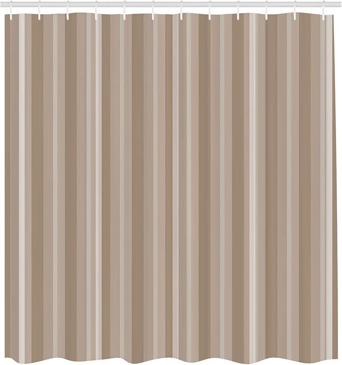 Ambesonne Stripes Shower Curtain, Abstract Ocean Inspired Palette Lines Geometrical Image Illustration, Cloth Fabric Bathroom Decor Set with Hooks, 75" Long, Pale Camel