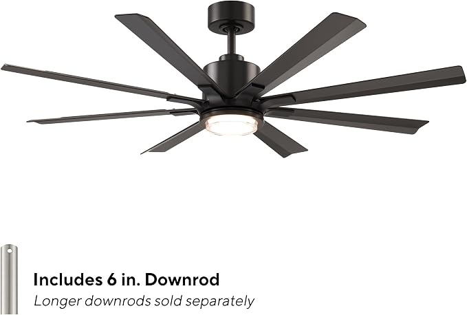 Modern Forms Size Matters Indoor or Outdoor 8-Blade 56in Smart Ceiling Fan in Bronze with Adjustable CCT 2700-3000-4000-5000K LED Light Kit and Remote Control