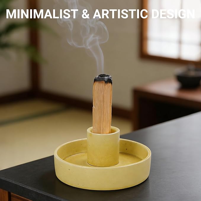 Palo Santo Holder, Ceramic Incense Stick Holder, Sage Holder for Yoga, Meditation, and Energy Cleansing, Unique Ceramic Incense Holder Gift for Palo Santo Sticks (Yellow)