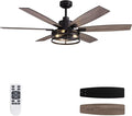 Farmhouse 60 Inch Ceiling Fan with Remote and App Control, Quiet 6-Speed Reversible DC Motor, Black Cage Design for Bedroom, Living Room, Covered Patio