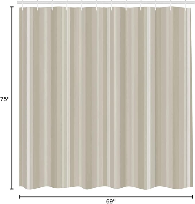 Ambesonne Stripes Shower Curtain, Abstract Ocean Inspired Palette Lines Geometrical Image Illustration, Cloth Fabric Bathroom Decor Set with Hooks, 75" Long, Pale Yellow