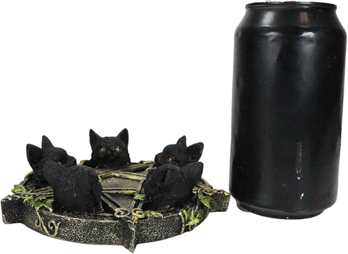 Ebros Gift Gothic Wiccan Pentagram Ivy Vines Penta 5 Black Cats Witching Hour Incense Stick Burner and Holder Figurine with Celtic Knotwork Details As Home Fragrance Accessory Wicca Accent