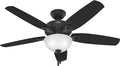 Hunter Builder Deluxe, Indoor, Ceiling Fan, 5 Blades, 52 inch, Matte Black | with LED Light, Standard Mount, Pull Chain, For Bedroom, Living Room, Includes Bulbs, 52386