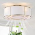 hummingbird 20inch Low Profile Caged Ceiling Fans with Lights, Flush Mount Ceiling Fan with Lights and Remote, Bladeless Modern Enclosed with 6 Speeds for Bedroom, Kitchen, Gold