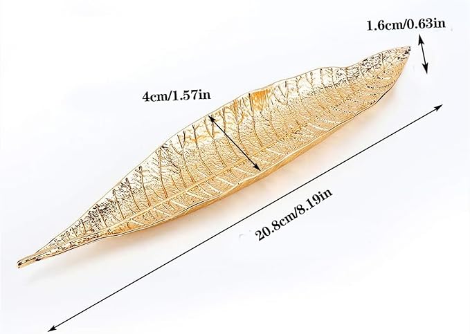 Zen Leaf Incense Burner with Ash Catcher - Compact Zinc Alloy Golden Tray for Meditation, Yoga & Home Decor, Portable Spiritual Aromatherapy Holder
