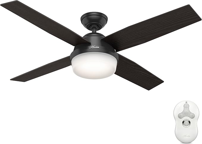 Hunter Dempsey, Outdoor or Indoor, Ceiling Fan, 52 inch, Matte Black