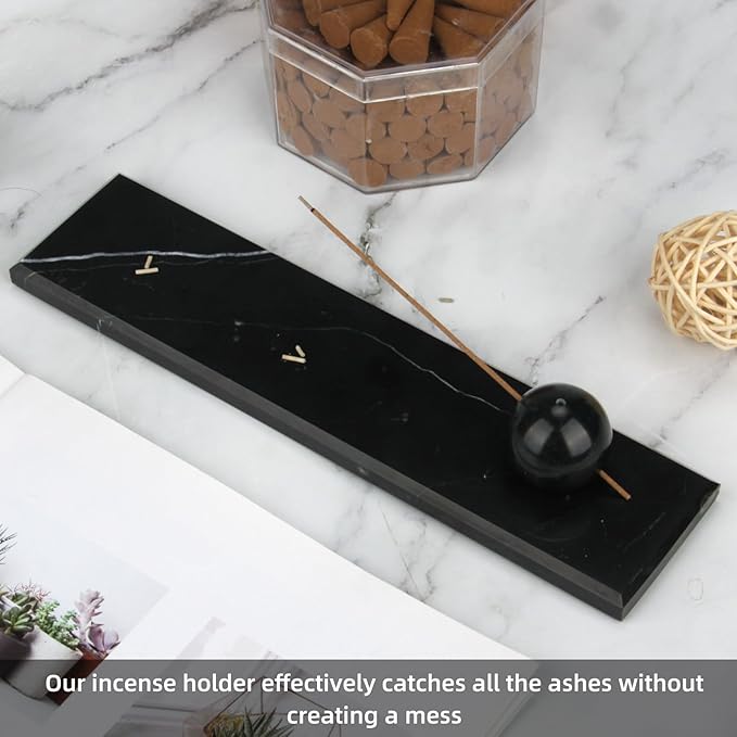 Marble Incense Holder Tray Incense Burner Modern Minimalist Home Deco and Desk Incense Holder for Sticks (White Black)