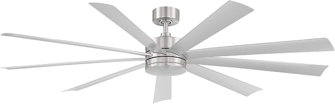 Wynd XL Smart Indoor and Outdoor 9-Blade Ceiling Fan 72in Stainless Steel with 3000K LED Light Kit and Remote Control works with Alexa, Google Assistant, Samsung Things, and iOS or Android App