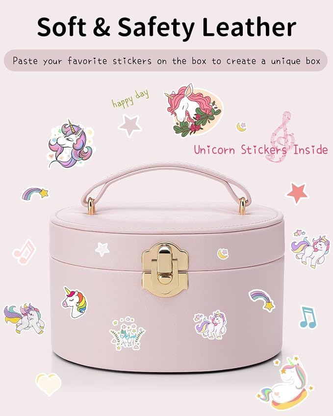 VLANDO Musical Jewelry Box for Girls - Valentines Day Gifts for Daughter Kids - Birthday for Girls Ages 4 5 6 7 8-12 Year Old - Kid Music Box with Ballerina for Birthday Bedroom Decor - Light Pink