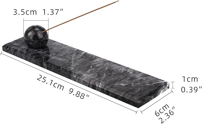 Marble Incense Holder Tray Incense Burner Modern Minimalist Home Deco and Desk Incense Holder for Sticks (Grey Black)