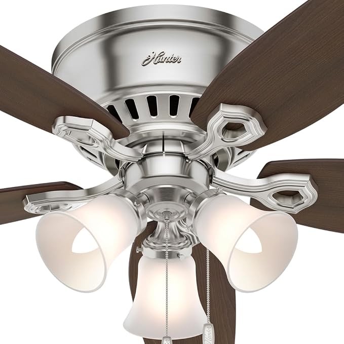Hunter Builder, Indoor, Ceiling Fan, Pull Chain, 52 inch, Brushed Nickel