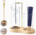 2-in-1 Incense Holder with Glass Ash Catcher & Stick Storage, Wooden Incense Burner for Relaxation, Stress Relief, Mess-Free Home Use, Self-Care, Meditation, Yoga, Bedroom & Living Room (Natural)