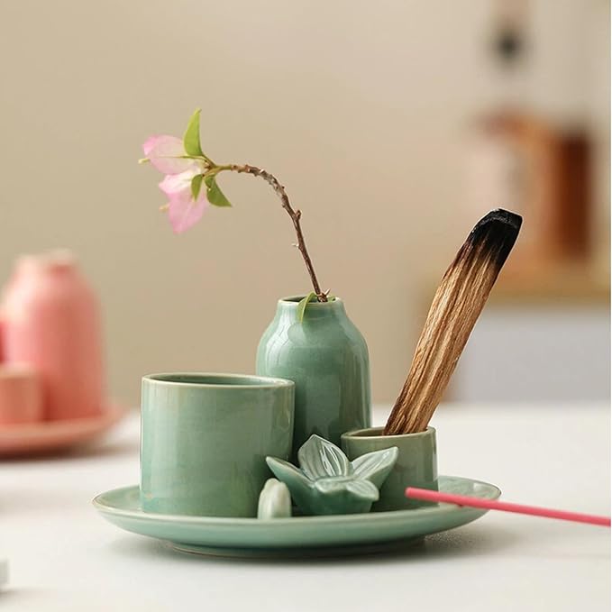 5.1 Inch Ceramic Incense Holder with Ash Catcher, 4 in 1 Multifunction Sage Burner & Palo Santo Holder – Large Smudge Bowl for Sticks, Reiki Supplies, Yoga Decor, Meditation Room