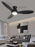 48" Ceiling Fan with Light and Remote, Black Flush Mount Ceiling Fan with 3 Blades,3 Color Dimmable Lights, 6 Speeds, Queit DC Motor, Memory Function, Indoor/Outdoor/Bedroom/Living Room/Patios, Black
