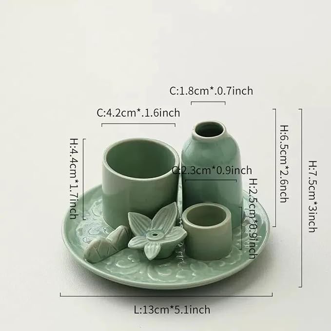 5.1 Inch Ceramic Incense Holder with Ash Catcher, 4 in 1 Multifunction Sage Burner & Palo Santo Holder – Large Smudge Bowl for Sticks, Reiki Supplies, Yoga Decor, Meditation Room