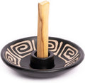 Palo Santo Holder with 5 Sticks - Luna Sundara Handmade Ceramic Incense Burner - Black & White Maze Chulucanas Pottery from Peru - Smudge Bowl for Sage - Aromatherapy Gift Set