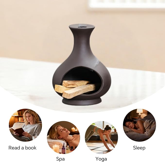 Multi-Functional Palo Santo Burner, Palo Santo Holder， Stick and Sage Smudging Bowl, Modern Incense Burner with Chimney, Ash Catcher, Suitable for Spiritual Rituals, Yoga, Meditation