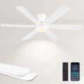 GJeg Ceiling Fans with Lights,46" Low Profile Ceiling Fan with Light and Remote Control,Flush Mount, Reversible, Dimmable, Noiseless, White Ceiling Fan for Bedroom