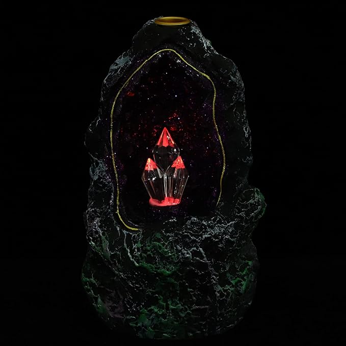 LED Backflow Incense Burner Waterfall Incense Holder Resin Aroma Ornaments Indoor Night Light for Home Office