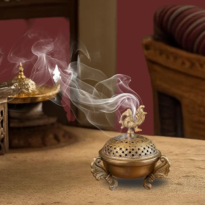 RITUALISTIC Sanchi Brass Loban LampDhoop HolderIncense Burner for Home and Office DaniPooja ItemsDhoop Batti StandSambrani HolderPooja Room DecorSanchi Loban Lamp Perfect Valentine's Day Gifts Items